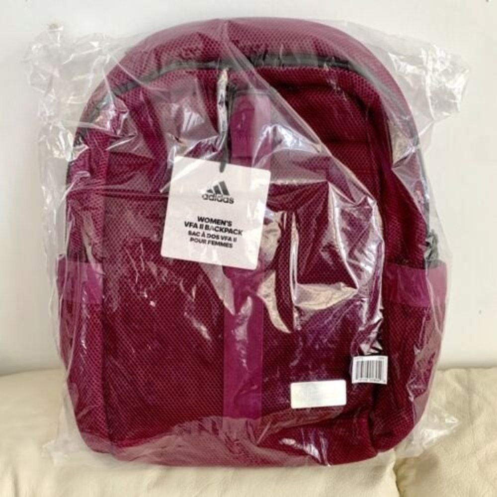 NWT Adidas VFA 2 Backpack Womens Red Maroon Padded Laptop Sleeve 2 Side Pockets - Picture 6 of 7